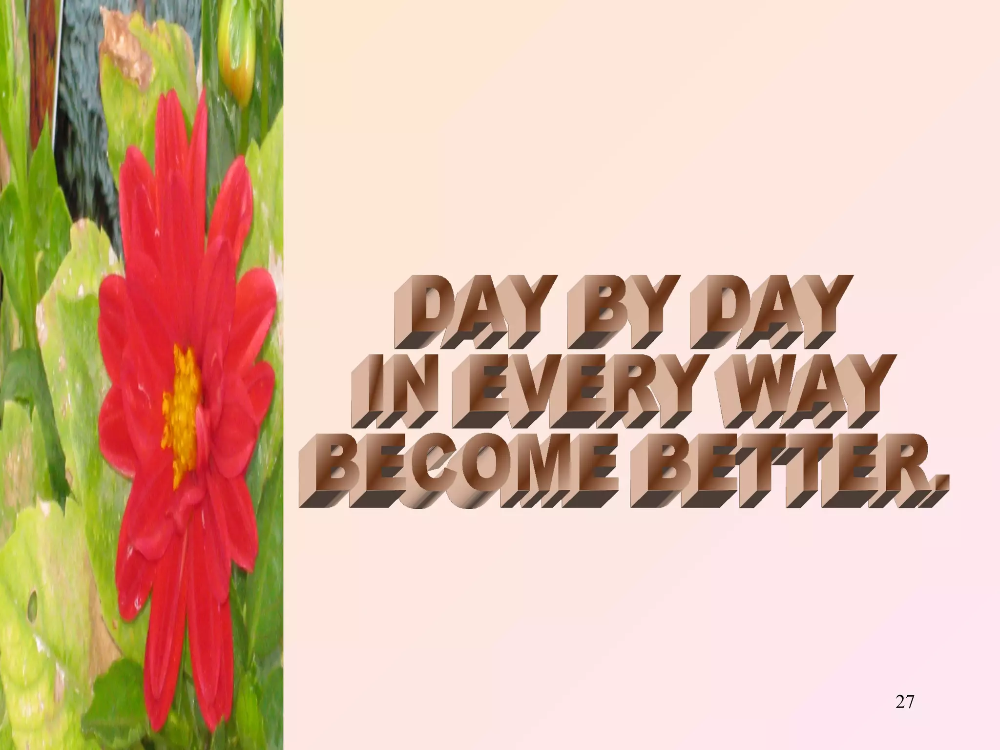 DAY BY DAY IN EVERY WAY BECOME BETTER. 