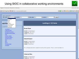 Using SIOC in collaborative working environments 