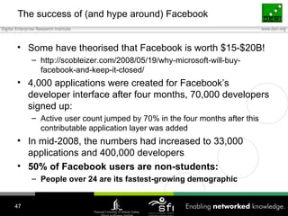 The success of (and hype around) Facebook <ul><li>Some have theorised that Facebook is worth $15-$20B! </li></ul><ul><ul><...