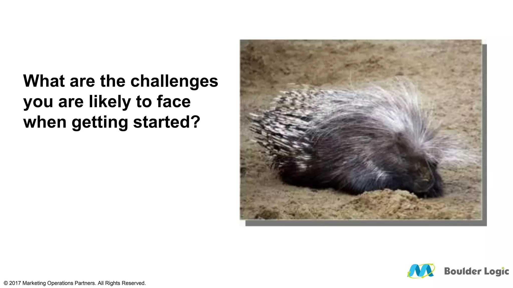 What are the challenges
you are likely to face
when getting started?
© 2017 Marketing Operations Partners. All Rights Reserved.
 