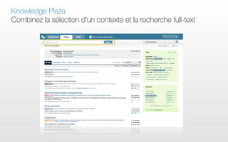 Knowledge Plaza
Combinez la sélection d’un contexte et la recherche full-text
 