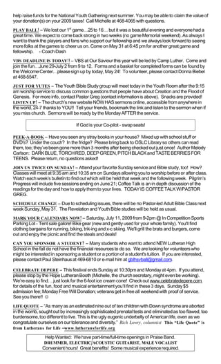 20090524 Announcements