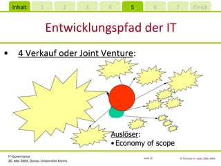 Entwicklungspfad der IT 4 Verkauf oder Joint Venture : Auslöser : Economy of scope 