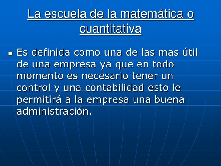 Escuela de la Matemática en la Administración