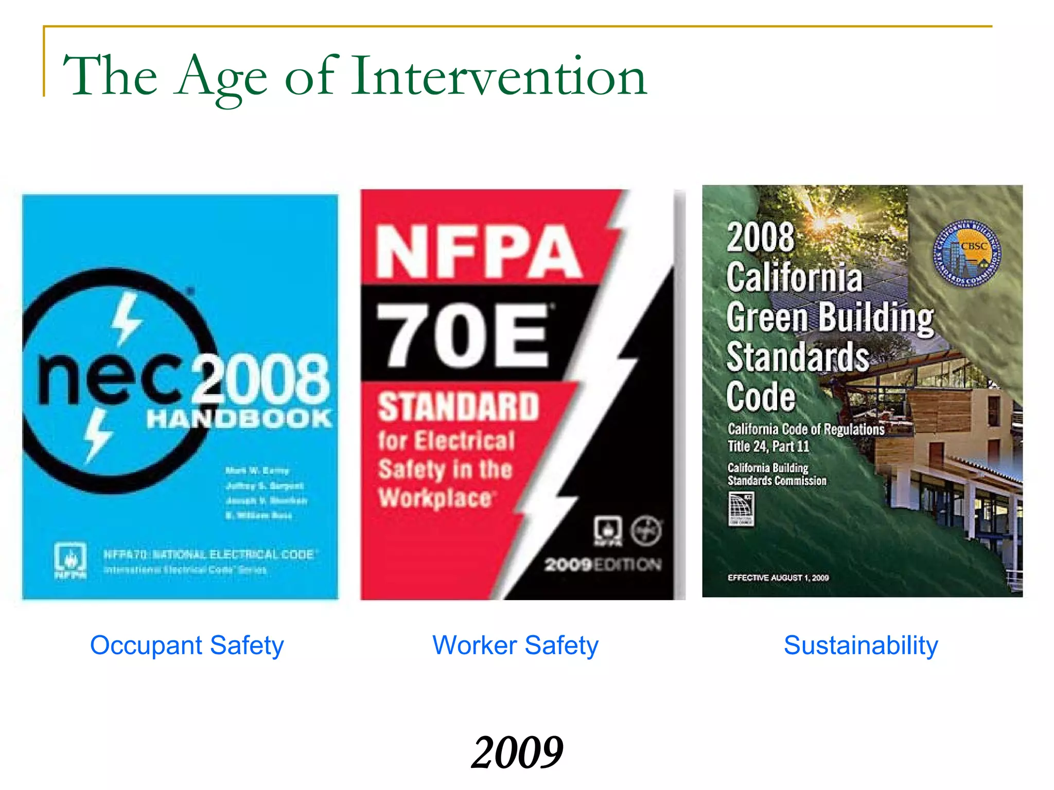 The Age of Intervention
2009
Occupant Safety Worker Safety Sustainability
 