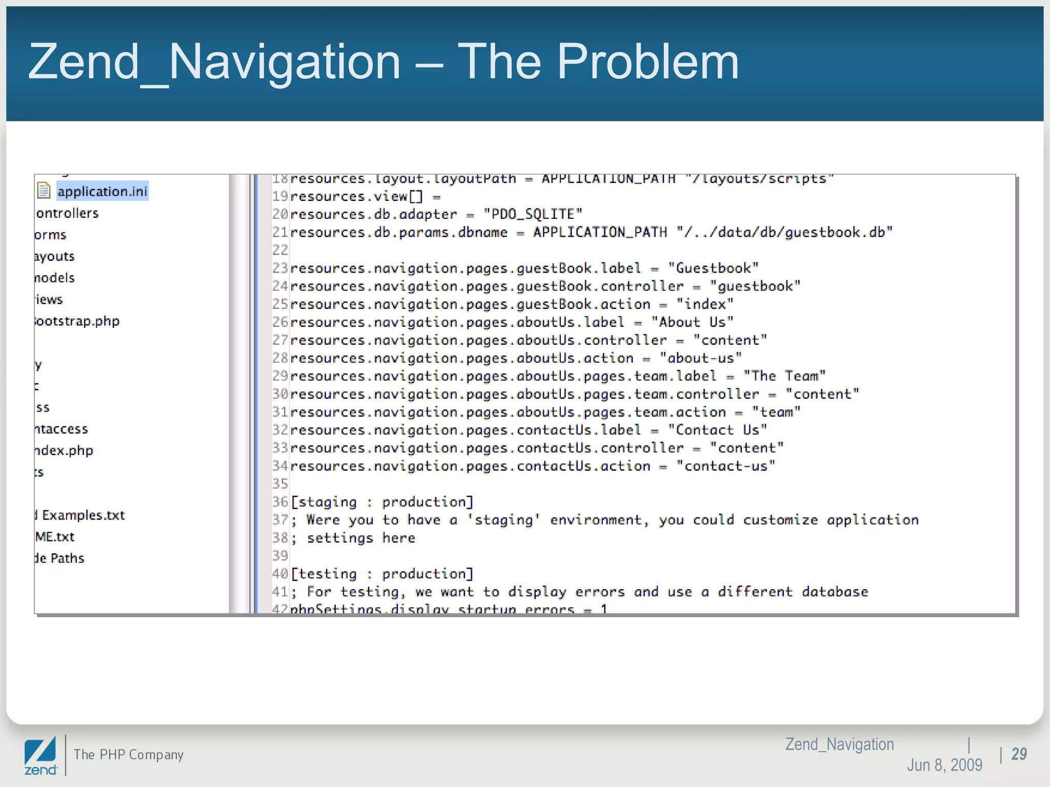 Zend_Navigation – The Problem |  Jun 10, 2009 Zend_Navigation |  