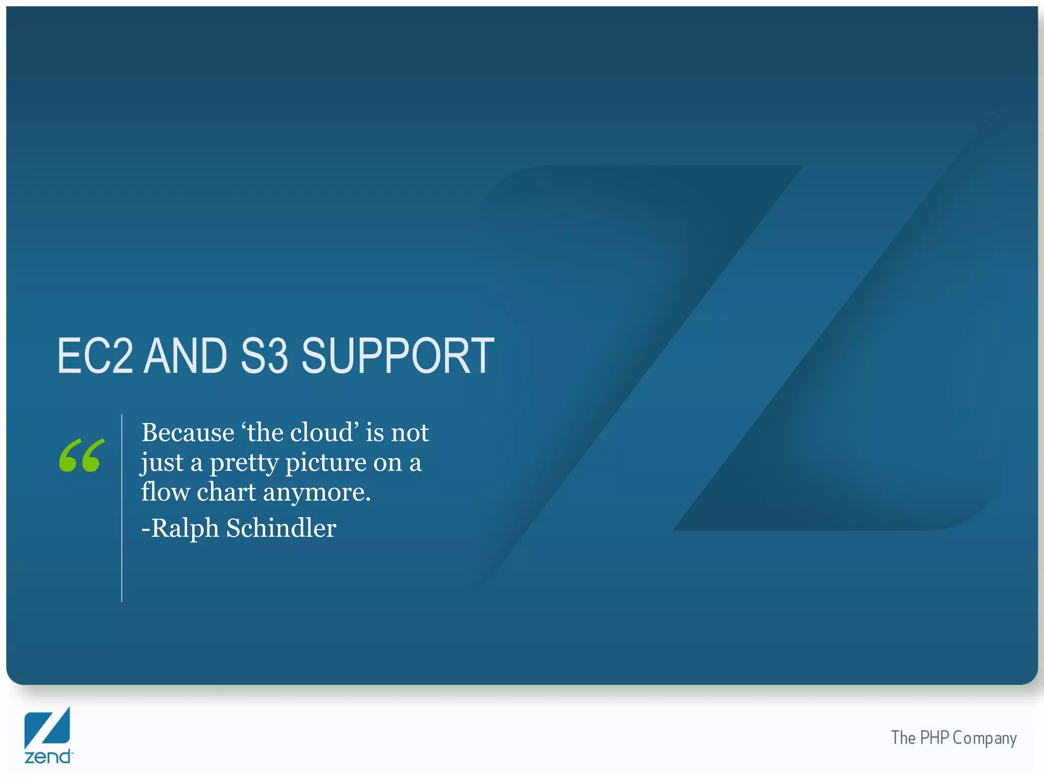 EC2 AND S3 SUPPORT Because ‘the cloud’ is not just a pretty picture on a flow chart anymore. -Ralph Schindler 