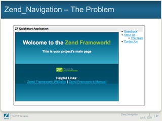 Zend_Navigation – The Problem |  Jun 10, 2009 Zend_Navigation |  
