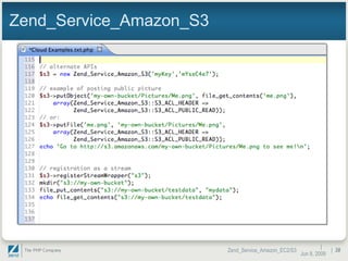 Zend_Service_Amazon_S3 |  Jun 10, 2009 Zend_Service_Amazon_EC2/S3 |  