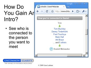 How Do  You Gain An Intro? See who is connected to the person you want to meet 