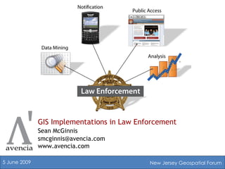 GIS Implementations in Law Enforcement Sean McGinnis 5 June 2009 New Jersey Geospatial Forum [email_address] www.avencia.com 