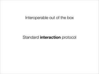 Interoperable out of the box



Standard interaction protocol
 