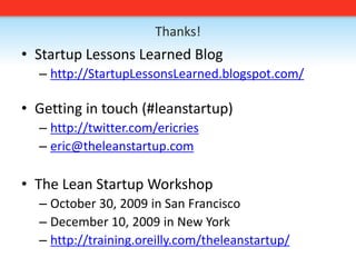 Thanks!Startup Lessons Learned Blog