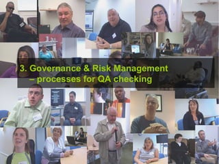 3. Governance & Risk Management   – processes for QA checking 