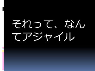 それって、なん
てアジャイル
 