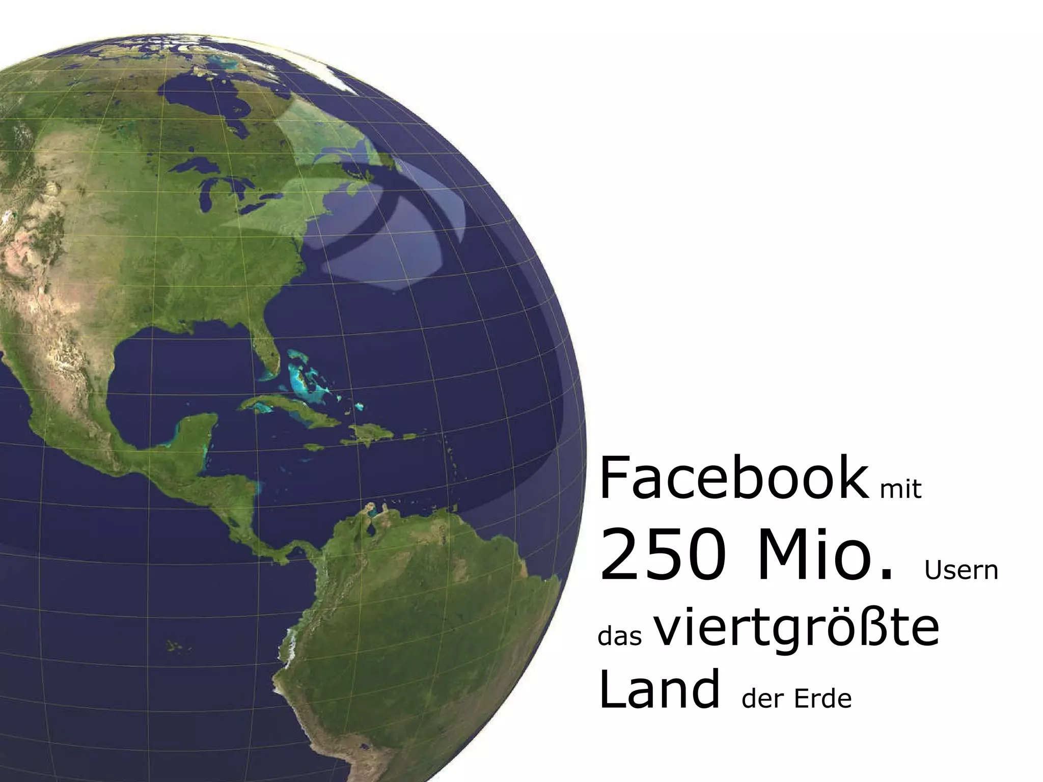 Facebook  mit  250 Mio.  Usern das  viertgrößte Land  der Erde 