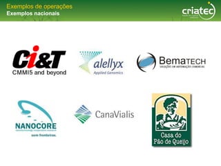 Exemplos de operações
Exemplos nacionais
 
