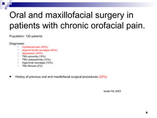 Oral and maxillofacial surgery in patients with chronic orofacial pain.  <ul><li>Pupulation: 120 patients  </li></ul><ul><...