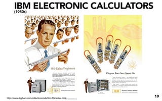 IBM ELECTRONIC CALCULATORS
       (1950s)




http://www.digibarn.com/collections/ads/ibm-50s/index.html
                                                             19
 
