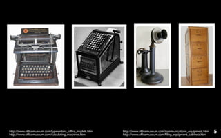 http://www.officemuseum.com/typewriters_office_models.htm
http://www.officemuseum.com/calculating_machines.htm
                                                            http://www.officemuseum.com/communications_equipment.htm
                                                            http://www.officemuseum.com/filing_equipment_cabinets.htm
                                                                                                                        5
 