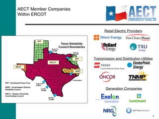 AECT Member Companies Within ERCOT Generation Companies Transmission and Distribution Utilities Retail Electric Providers 