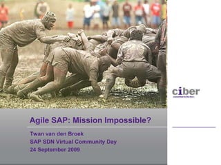 Agile SAP: Mission Impossible? Twan van den Broek SAP SDN VirtualCommunityDay 24 September 2009 