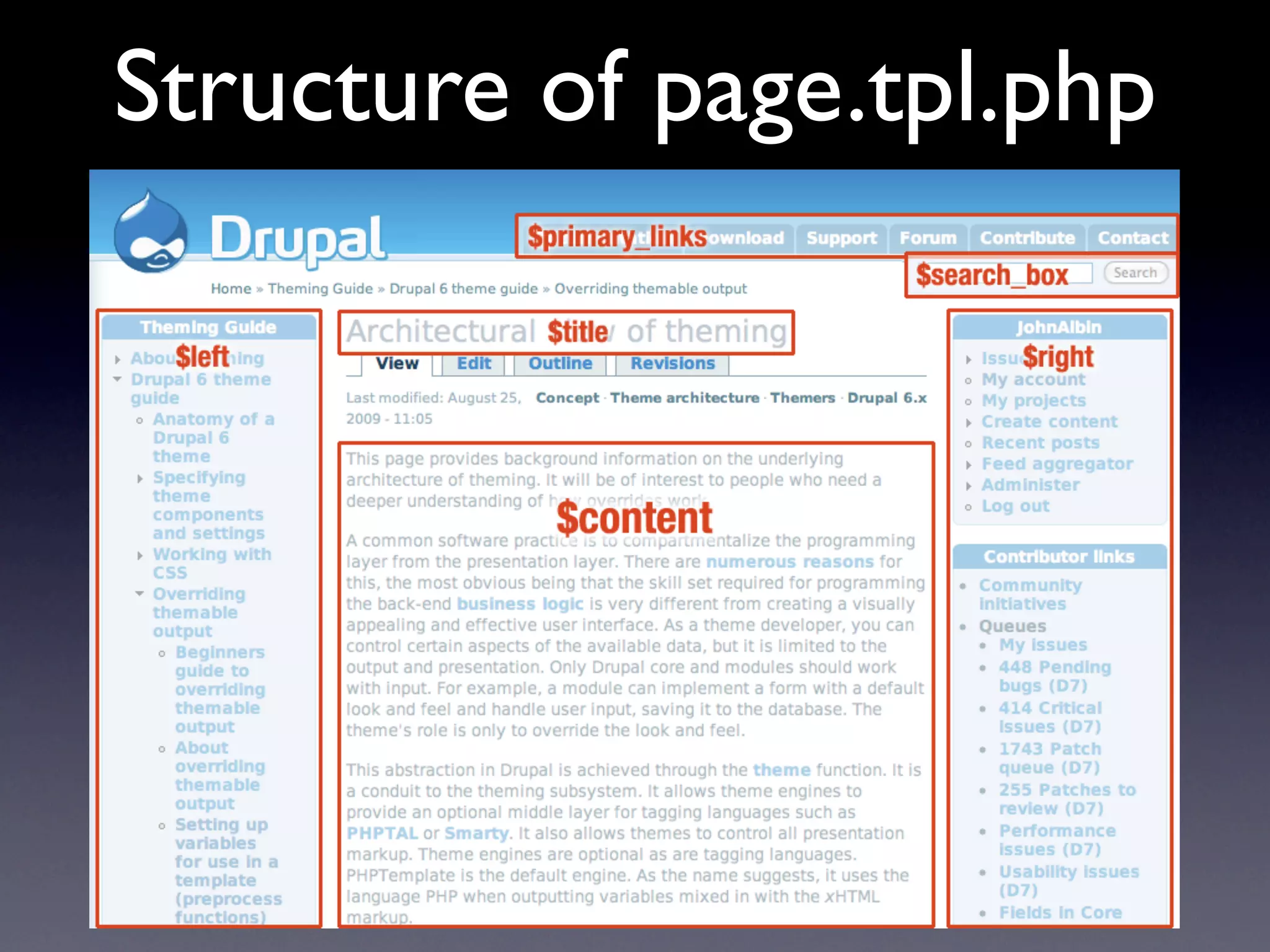 Structure of page.tpl.php
 