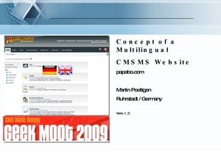 Concept of a Multilingual  CMSMS Website papabo.com Martin Poettgen Ruhrstadt / Germany Vers. 1_0 
