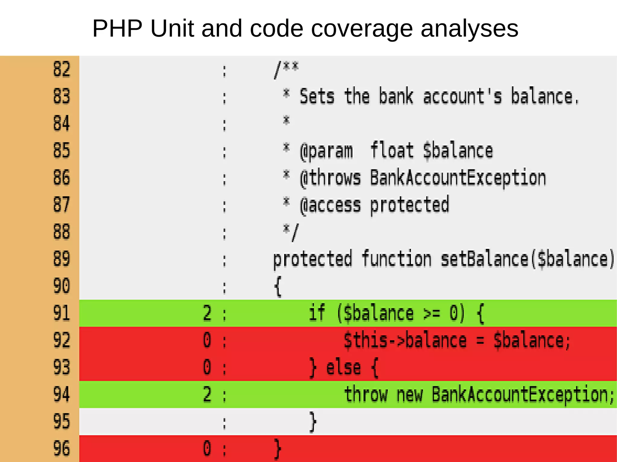 PHP Unit and code coverage analyses
 