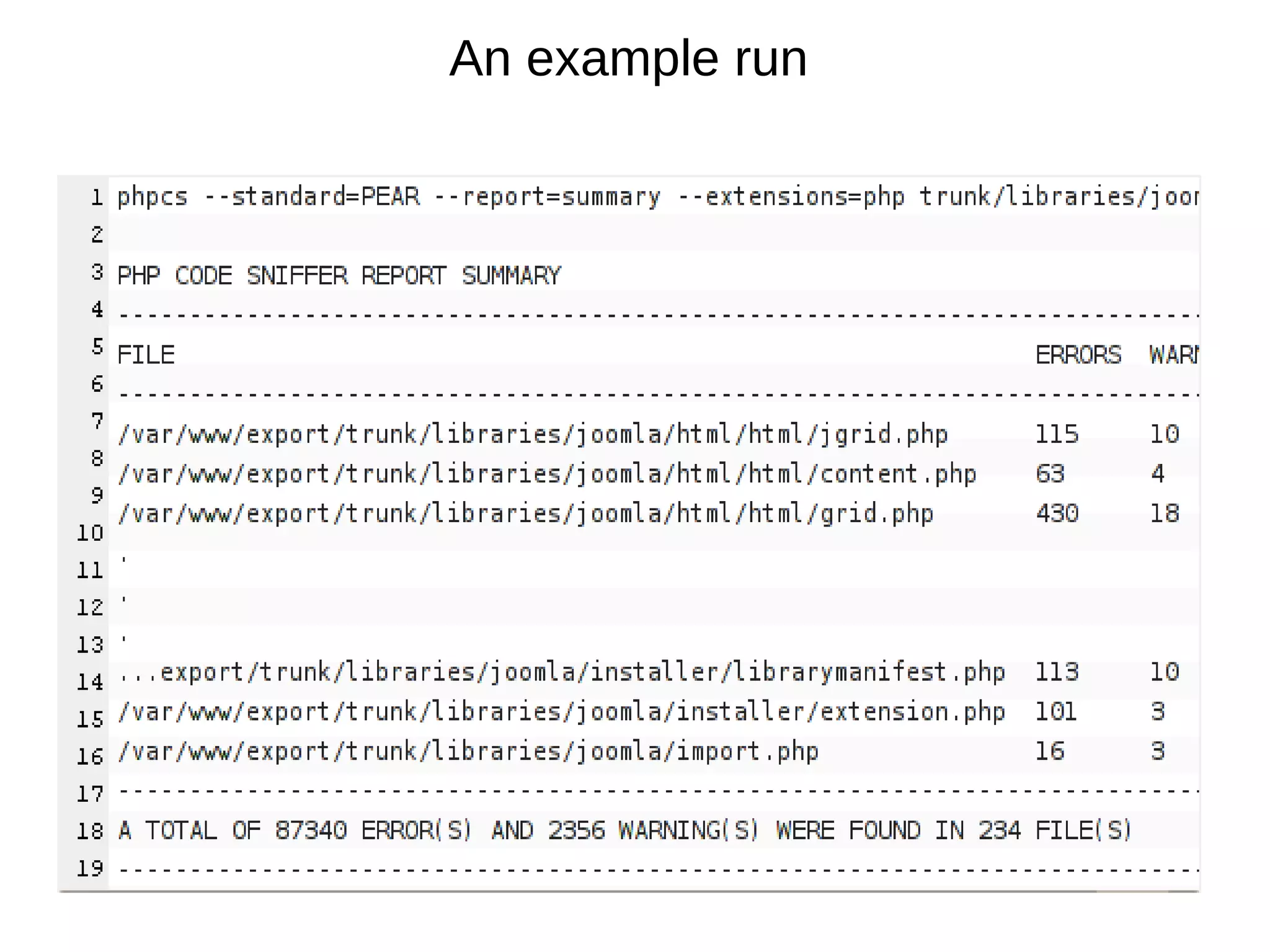 An example run
 