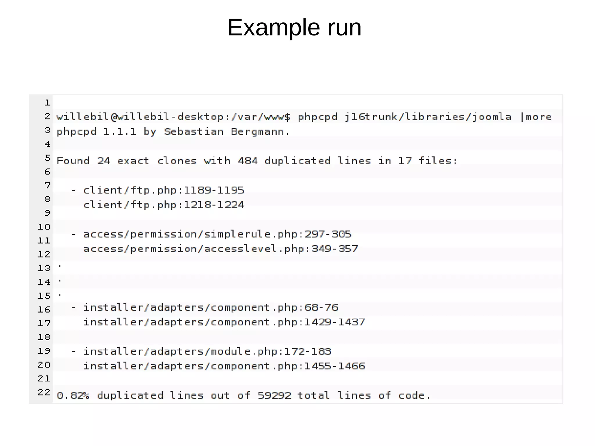 Example run
 