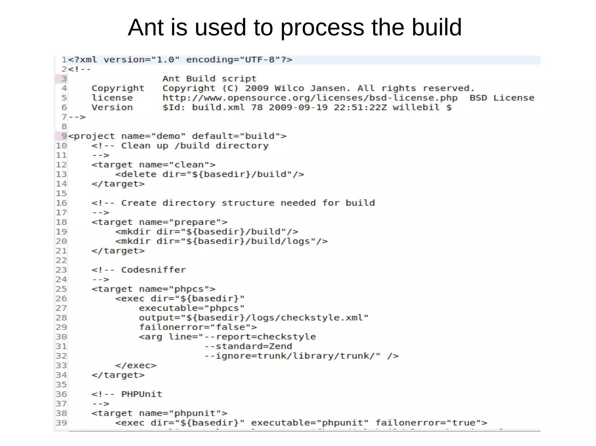 Ant is used to process the build
 