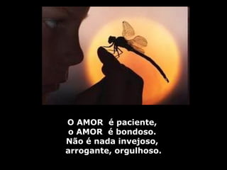 O AMOR  é paciente,  o AMOR  é bondoso.  Não é nada invejoso,  arrogante, orgulhoso. 