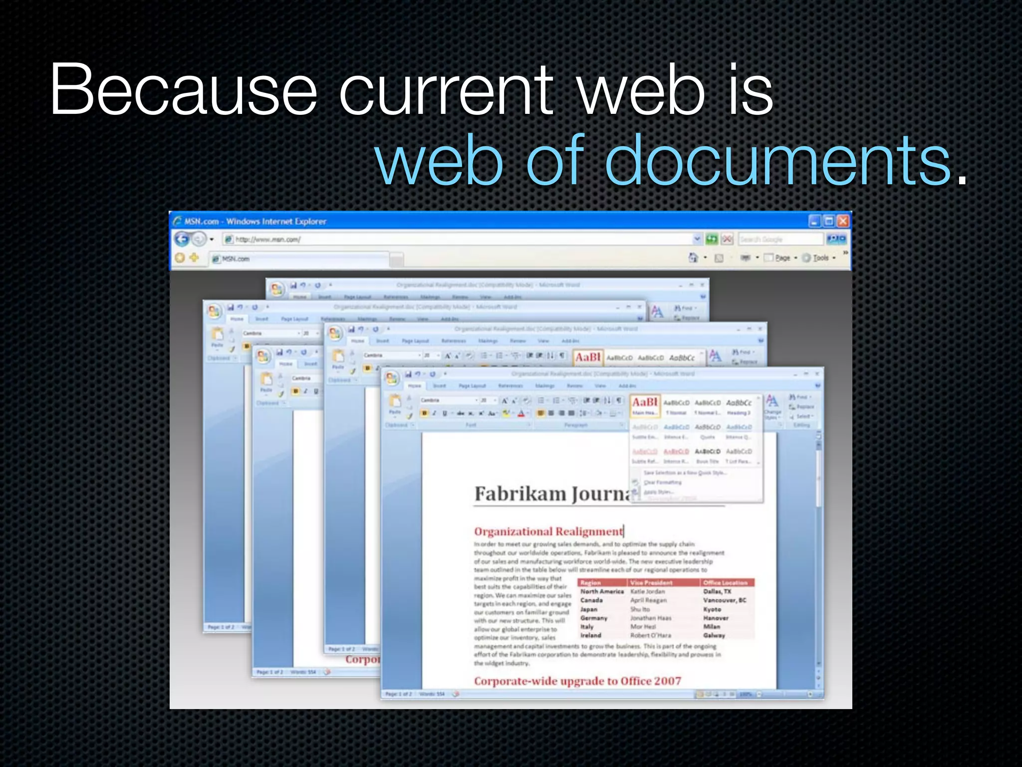 Because current web is
web of documents.
 