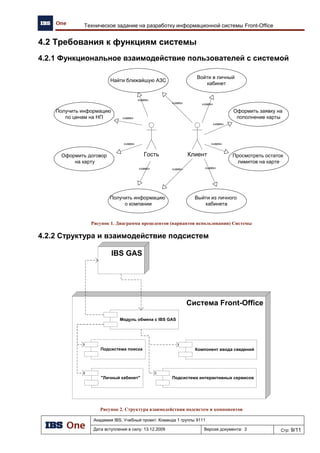 Академия IBS. Учебный проект. Команда 1 группы 9111
Дата вступления в силу: 13.12.2009 Версия документа: 5 Стр: 9/32
Проект подготовки тендерного предложения. Отчет об обследовании предприятия.
3.3 Функции подразделений
Основные задачи деятельности предприятия:
 Обработка заказов (организация системы заказов для бесперебойной поставки НП
и ТНП на автозаправочные комплексы. Гибкость в выборе партнеров и
ассортименте. Планирование и оптимизация затрат).
 Осуществление поставок (контроль процесса на каждом этапе. Минимизация
задержек и сбоев в поставках).
 Продажи (организация эффективных механизмов продаж. Расширение сферы
товаров и услуг, предлагаемых к продаже на АЗК. Контроль и анализ реализации НП
и ТНП).
 Ведение учета (сбор и обработка учетных данных по основным задачам бизнеса).
На Рис. 7, Рис. 8, Рис. 9, Рис. 10, Рис. 11, Рис. 12 и Рис. 13 изображены функциональные
диаграммы всех подразделений компании.
Рис. 7. Функции ХНефтеПродукт.
Функционирование
ХНефетеПродукт
Функции
центрального
офиса
Функции Хской
нефтебазы
Функции
нефтебазы
Функции АЗК
Функции
магазина
Функции кафе
 