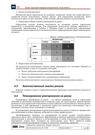 Академия IBS. Учебный проект. Команда 1 группы 9111
Дата вступления в силу: 13.12.2009 Версия документа: 2 Стр: 2/11
Техническое задание на разработку информационной системы Front-Office
Содержание
1 Общие сведения .................................................................................................................................................................. 3
1.1 Полное наименование системы и ее условное обозначение.................................................................................... 3
1.2 Номер Контракта ......................................................................................................................................................... 3
1.3 Наименование предприятия разработчика и заказчика............................................................................................ 3
1.4 Основание для разработки.......................................................................................................................................... 3
1.5 Источники и порядок финансирования ..................................................................................................................... 3
1.6 Плановые сроки начала и окончания работ .............................................................................................................. 4
1.7 Порядок оформления и предъявления результатов работ ....................................................................................... 4
2 Назначение и цели создания Системы .............................................................................................................................. 4
2.1 Назначение Системы................................................................................................................................................... 4
2.2 Цели создания Системы.............................................................................................................................................. 4
2.3 Задачи создания Системы........................................................................................................................................... 4
3 Характеристика объекта автоматизации........................................................................................................................... 5
3.1 Объект автоматизации................................................................................................................................................. 5
3.2 Предмет автоматизации и виды автоматизируемой деятельности ......................................................................... 5
4 Требования к системе ......................................................................................................................................................... 5
4.1 Требования к системе в целом.................................................................................................................................... 5
4.1.1 Требования к структуре и функционированию системы................................................................................... 6
4.1.2 Требования к способам и средствам связи для информационного обмена между компонентами Системы
7
4.1.3 Требования к приспособляемости (к изменению условий эксплуатации), масштабируемости Системы7
4.1.4 Требования к надежности..................................................................................................................................... 7
4.1.5 Требования к обеспечению информационной безопасности ....................................................................... 8
4.1.5 Общие требования к информации .................................................................................................................. 8
4.1.6 Требования к достоверности официально публикуемой информации ............................................................ 8
4.2 Требования к функциям системы............................................................................................................................... 9
4.2.1 Функциональное взаимодействие пользователей с системой........................................................................... 9
4.2.2 Структура и взаимодействие подсистем............................................................................................................. 9
4.3 Требования к видам обеспечения............................................................................................................................. 10
4.3.1 Требования к информационному обеспечению системы ................................................................................ 10
4.3.2 Программное обеспечение Системы ............................................................................................................ 10
4.3.3 Техническое обеспечение Системы.............................................................................................................. 10
5 Перечень нормативно-технических документов, методических материалов, использованных при разработке ТЗ 11
 