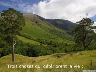 Trois choses qui détériorent la vie : 