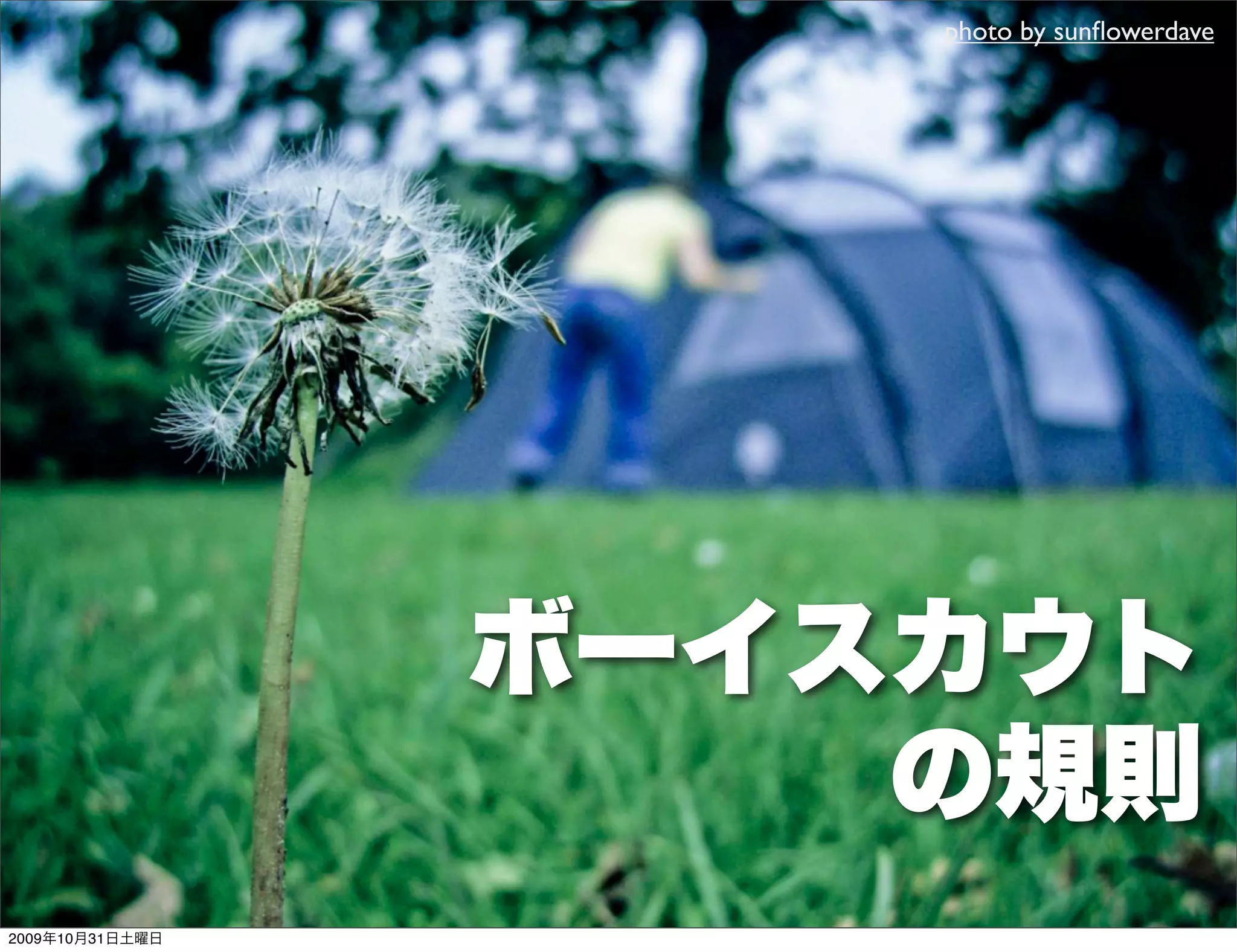 photo by sunﬂowerdave




                 ボーイスカウト
                     の規則
2009年10月31日土曜日
 