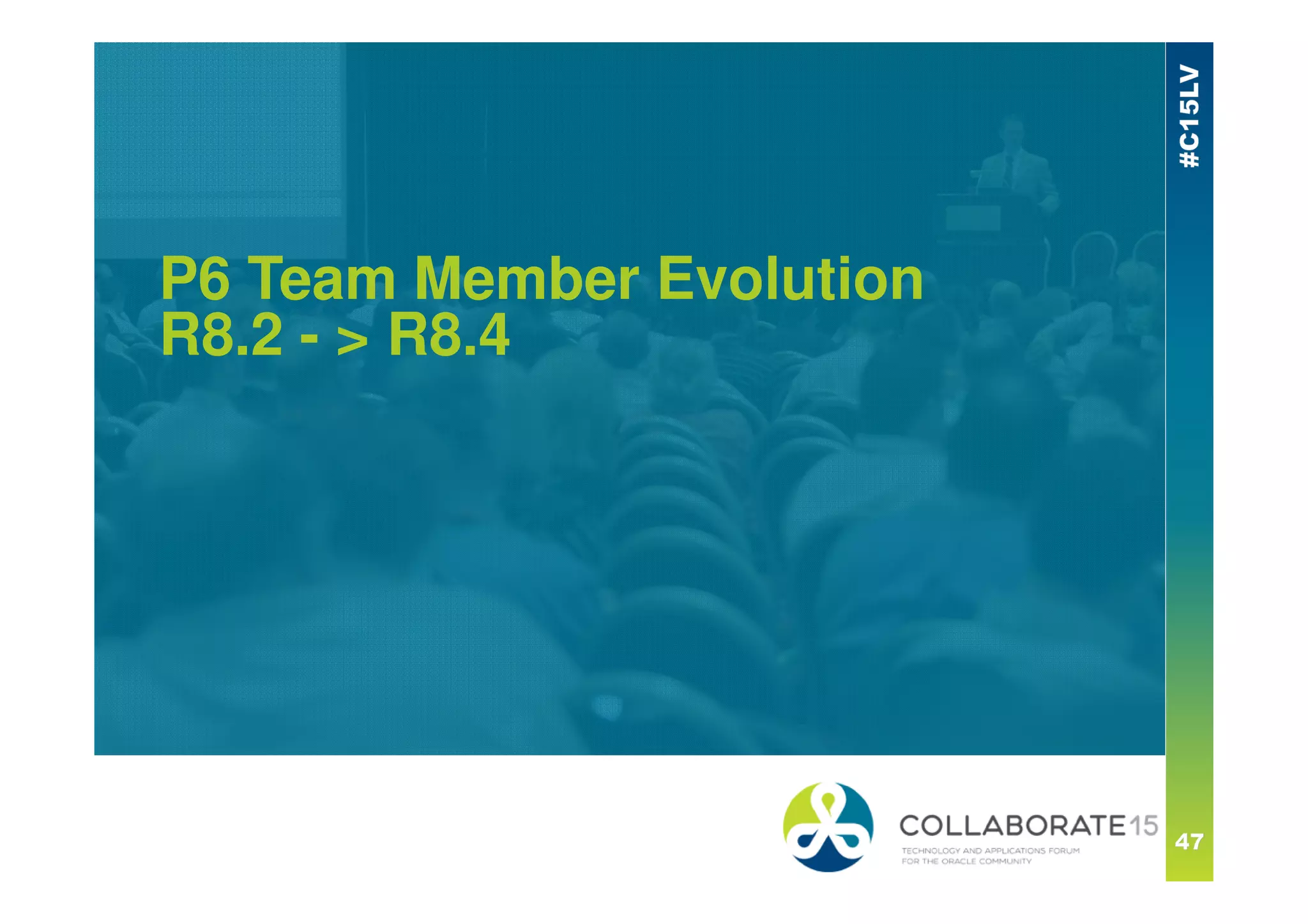 P6 Team Member Evolution
R8.2 - > R8.4
 