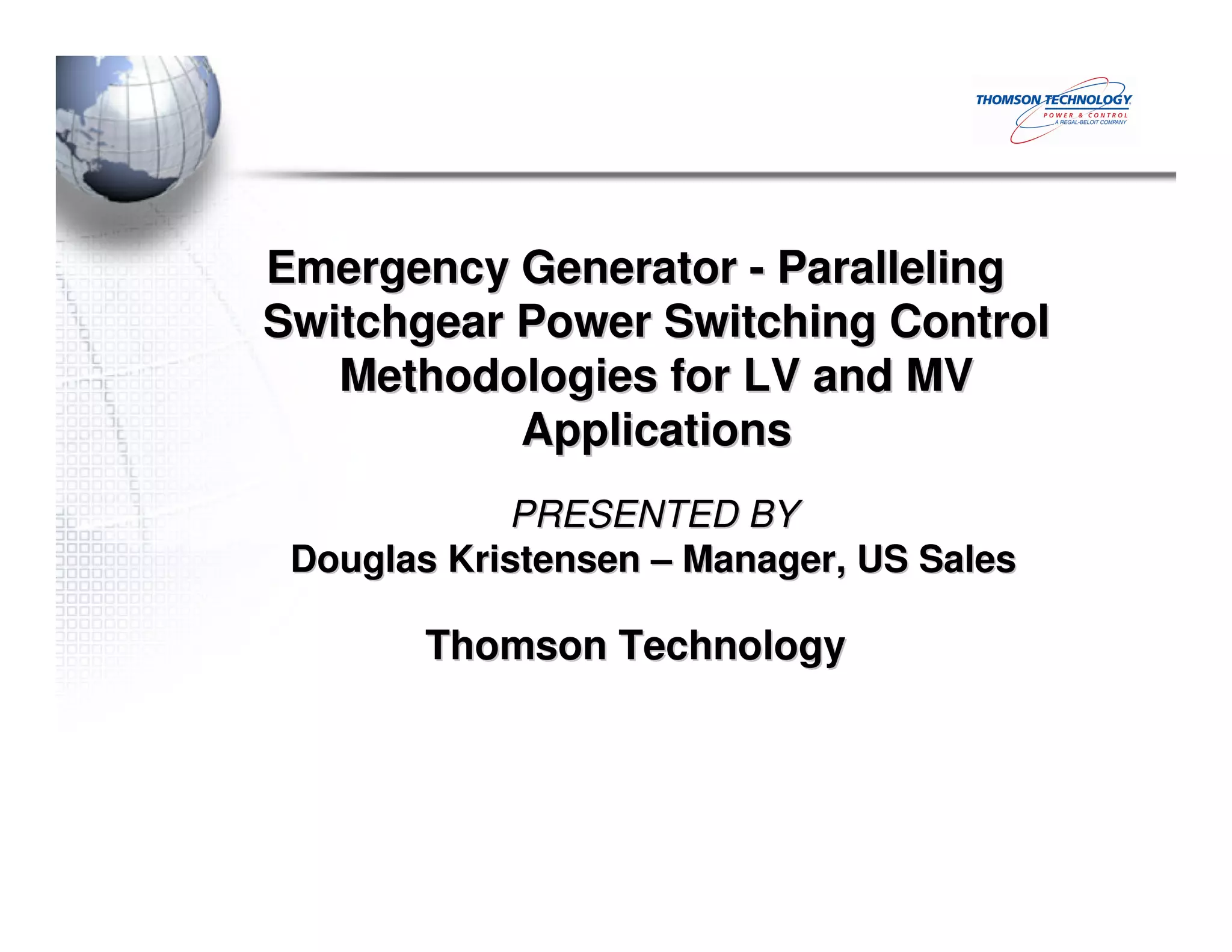 Emergency Generator - Paralleling Switchgear Power Switching Control | PDF