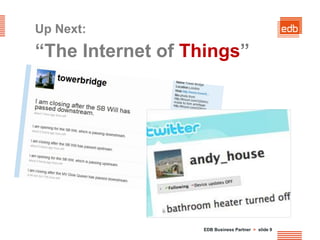 Up Next:
“The Internet of Things”




                  EDB Business Partner > slide 9
 