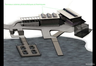 Axonométrie Panneaux solaires photovolta ïques et  thermiques  