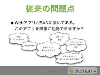 • Web        SVN


  DB



        DB




             DevLOVE 2009.11
 