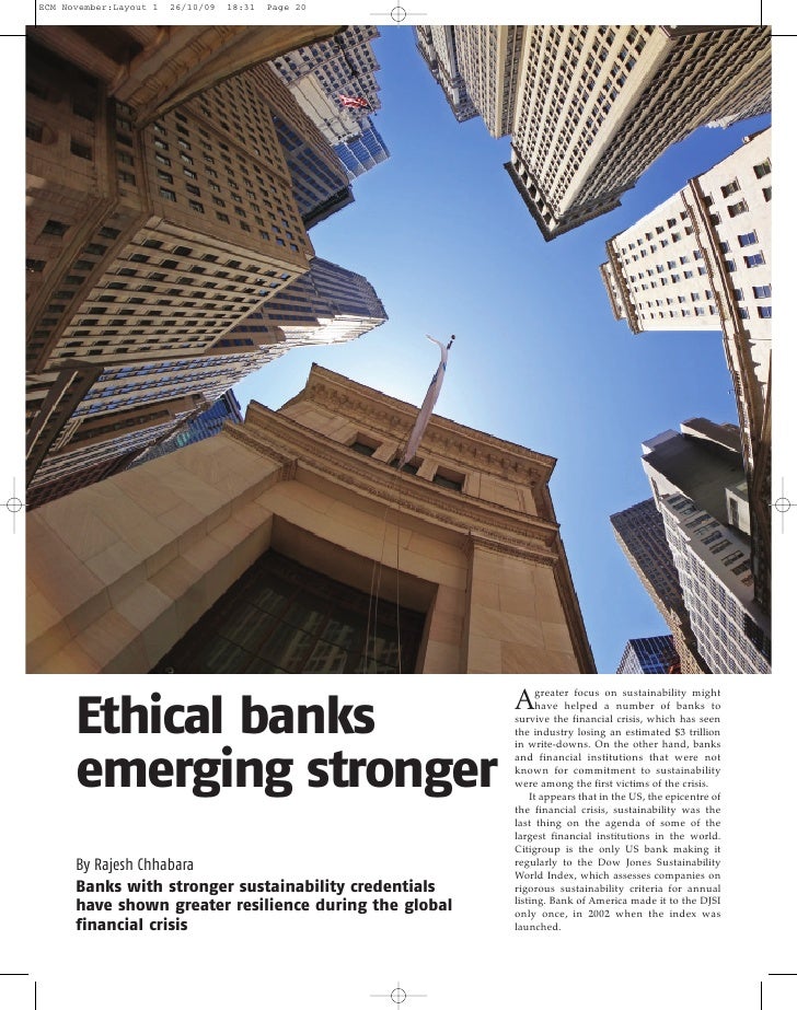 Ethical banks emerging stronger