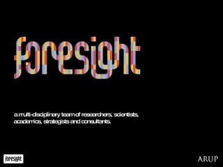 a multi-disciplinary team of researchers, scientists, academics, strategists and consultants. 