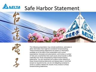 Safe Harbor Statement This following presentation may include predictions, estimates or other information that might be considered forward-looking. These forward-looking statements are based on information available as of the date of this presentation and current expectations, forecasts and assumptions, and involve a number of risks and uncertainties that could cause actual results to differ materially from those anticipated by these forward-looking statements. You are cautioned not to place undue reliance on these forward-looking statements and please keep in mind that except as required by law, we are not obligating ourselves to revise or publicly release the results of any revision to these forward-looking statements. 