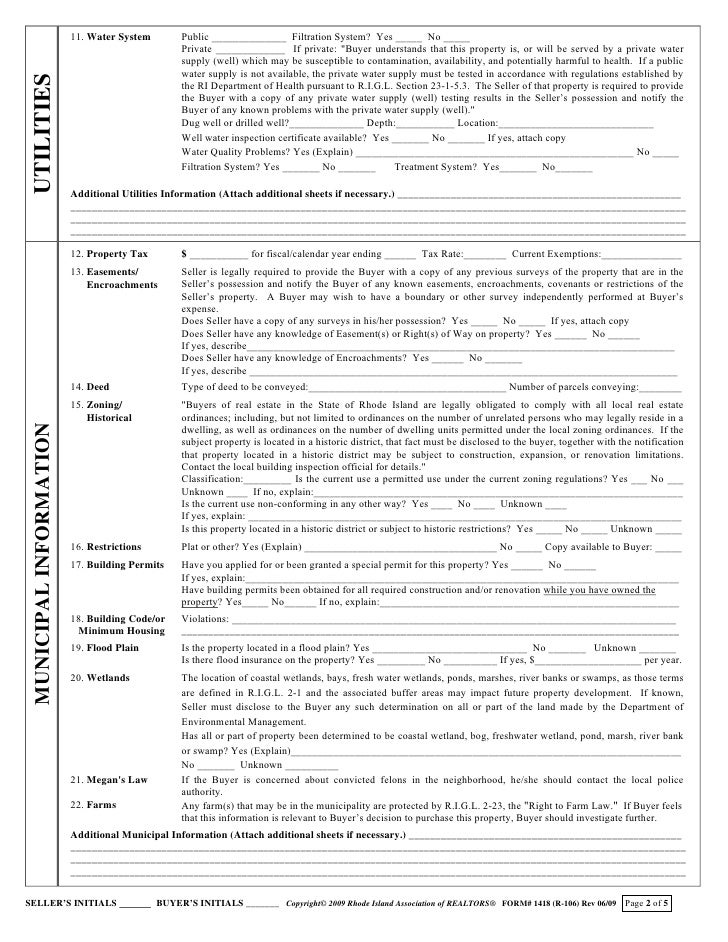 2009 12 10 ri real estate sales disclosure form sales disclosure form