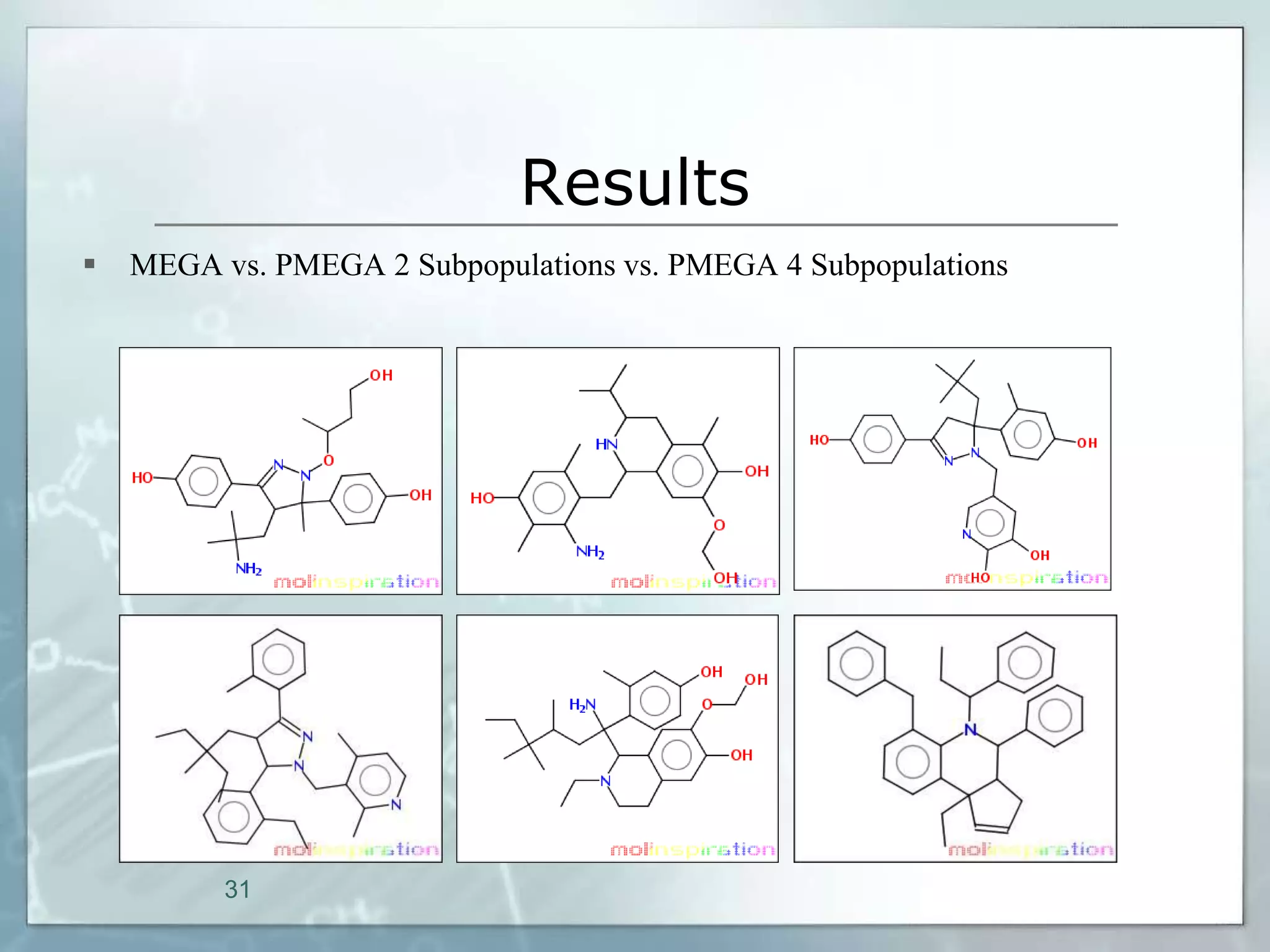 Results
   MEGA vs. PMEGA 2 Subpopulations vs. PMEGA 4 Subpopulations




          31
 