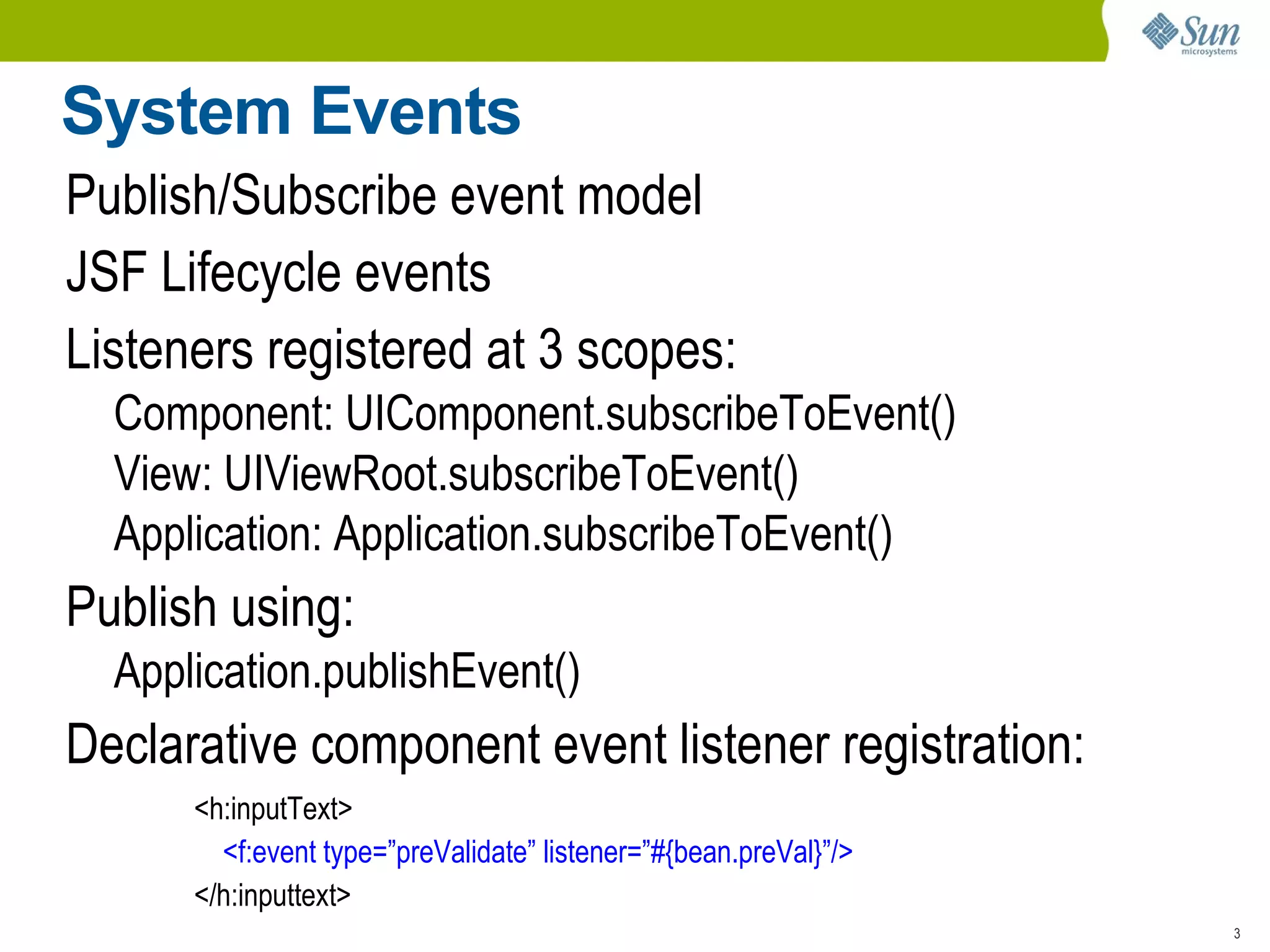 System Events Publish/Subscribe event model 