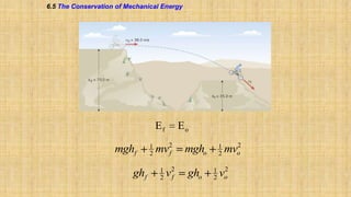 6.5 The Conservation of Mechanical Energy

Ef

mghf
ghf

1
2

Eo
2
f

mgho

v2
f

gho

mv
1
2

1
2
1
2

2
o

mv

2
vo

 